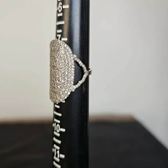 JTV 2.00 CTW White Diamond Platinum-Plated Cluster Dome Ring – Size 7 - Picture 4 of 7